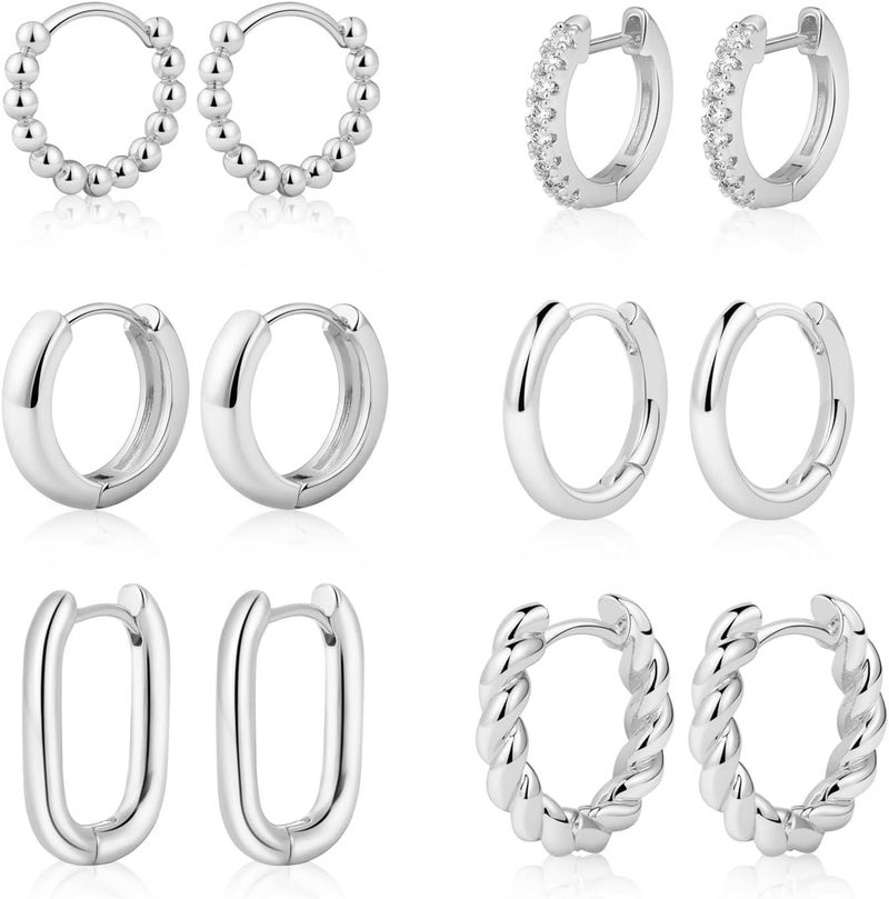 MIDEEO Gold/Sliver Chunky Hoop Earrings Set for Women, 14K Gold Plated Twisted Huggie Hoop Earring Hypoallergenic Thick Open Lightweight Chunky Hoop Earrings Jewelry for Gifts - Image 1